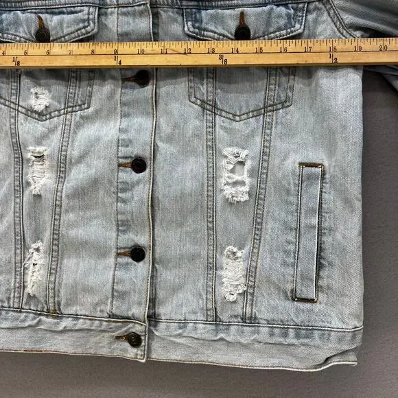 Ashley Vintage Charm Jean Jacket Women's Large Light Blue Distressed Western - Picture 9 of 11